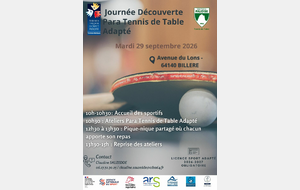 Découverte Para Tennis de Table Adapté - Pau